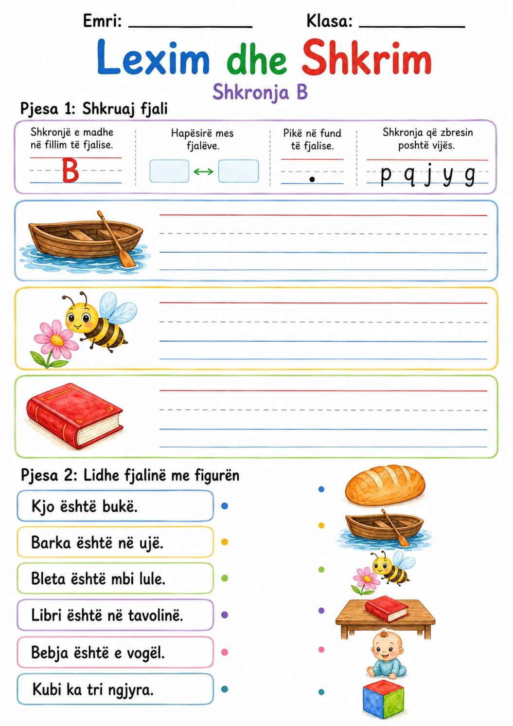 Albanian Letter B Phonics Worksheets Pack page 8 printable worksheet preview