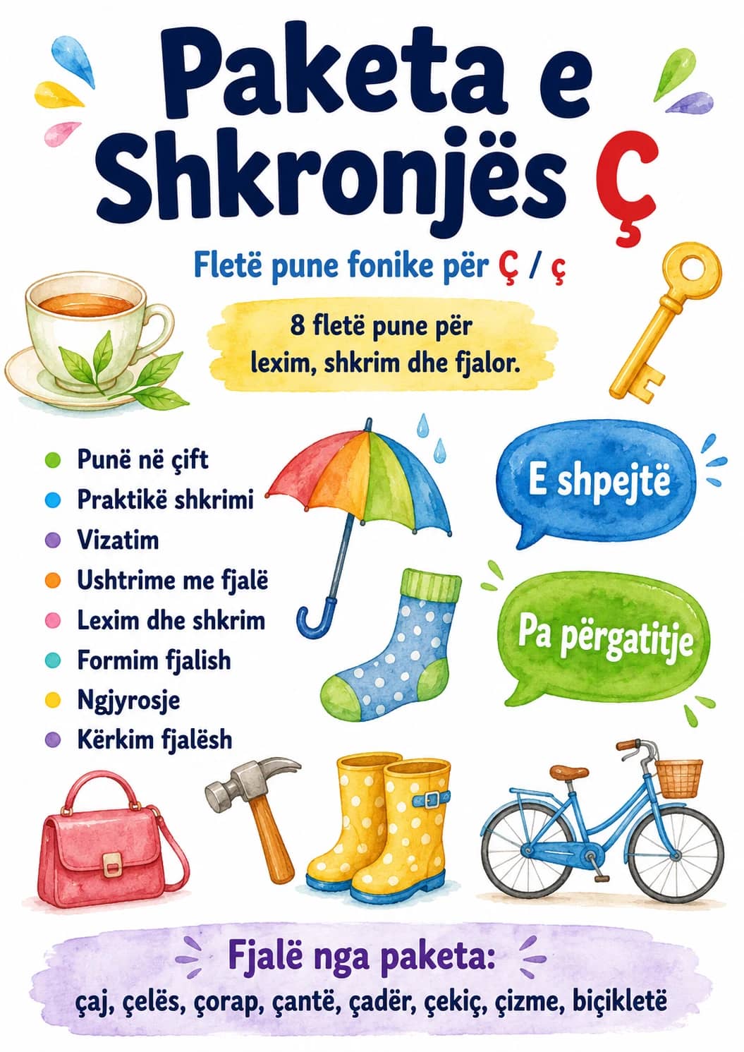 Albanian Letter C Cedilla Phonics Worksheets Pack printable worksheet pack preview from KiwiBee