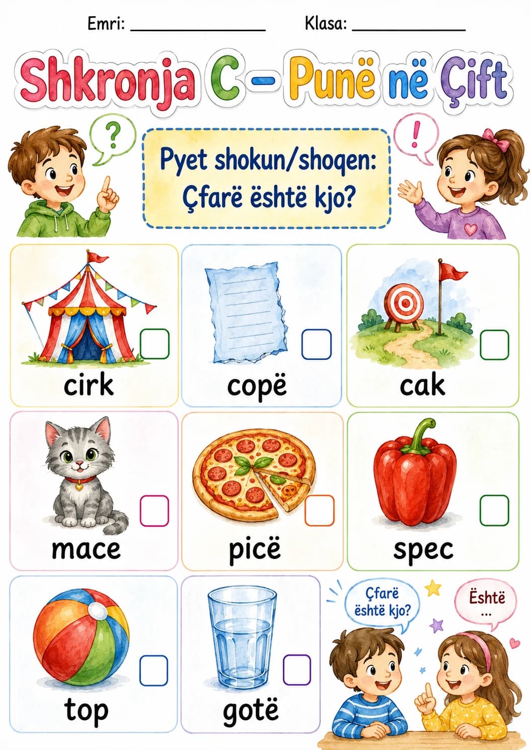 Albanian Letter C Phonics Worksheets Pack page 2 printable worksheet preview
