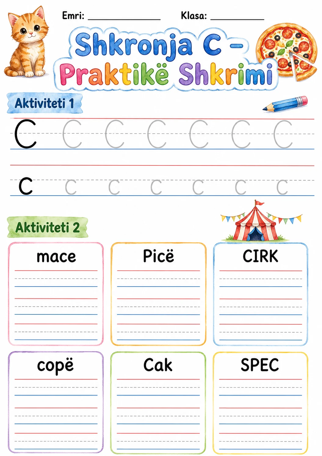 Albanian Letter C Phonics Worksheets Pack page 5 printable worksheet preview