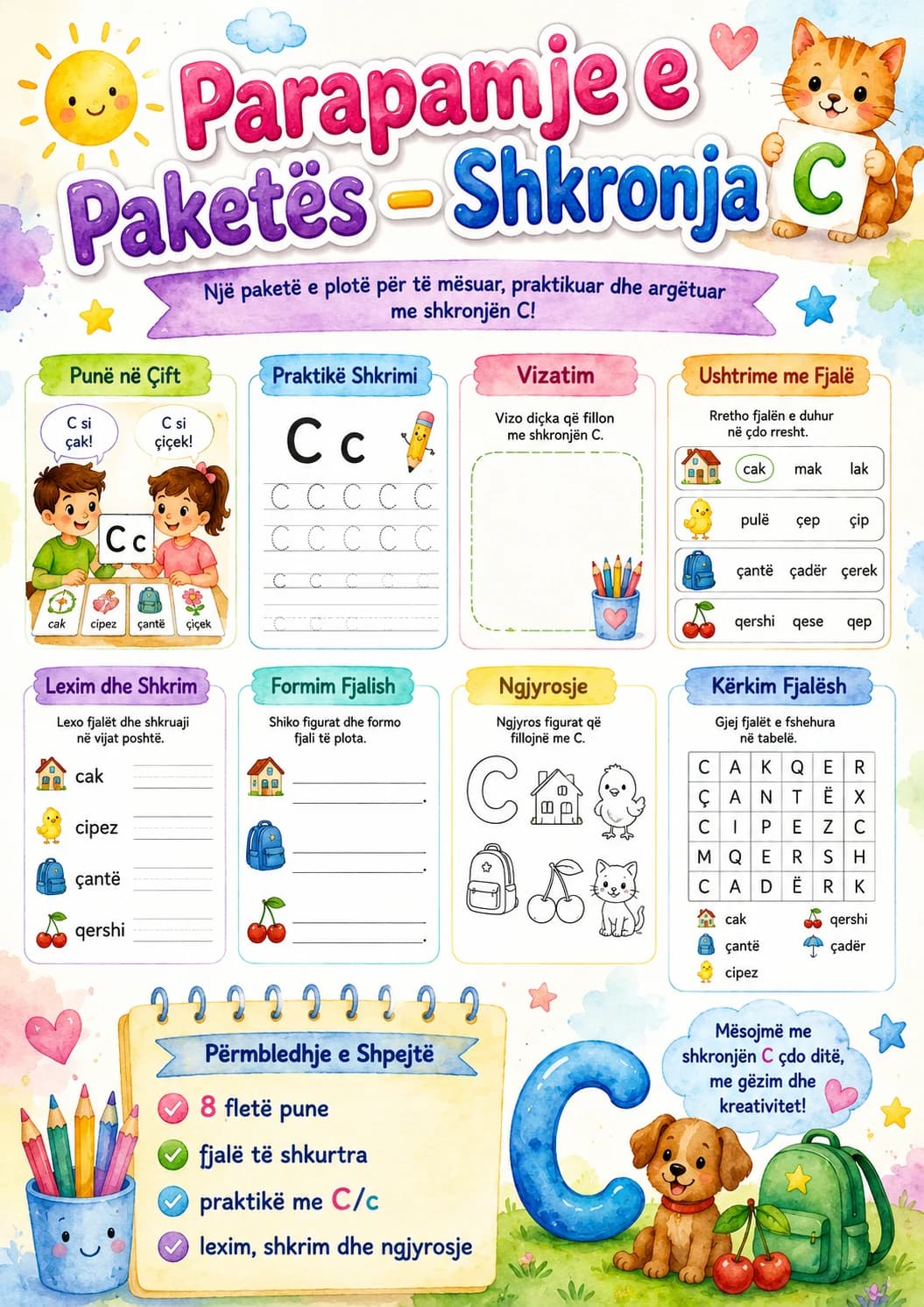 Albanian Letter C Phonics Worksheets Pack page 6 printable worksheet preview