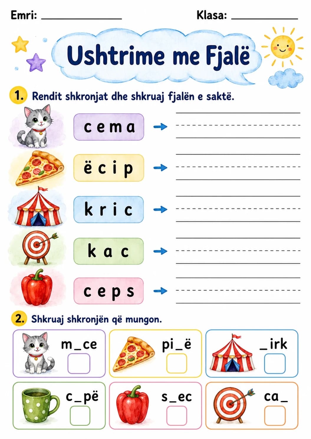 Albanian Letter C Phonics Worksheets Pack page 7 printable worksheet preview