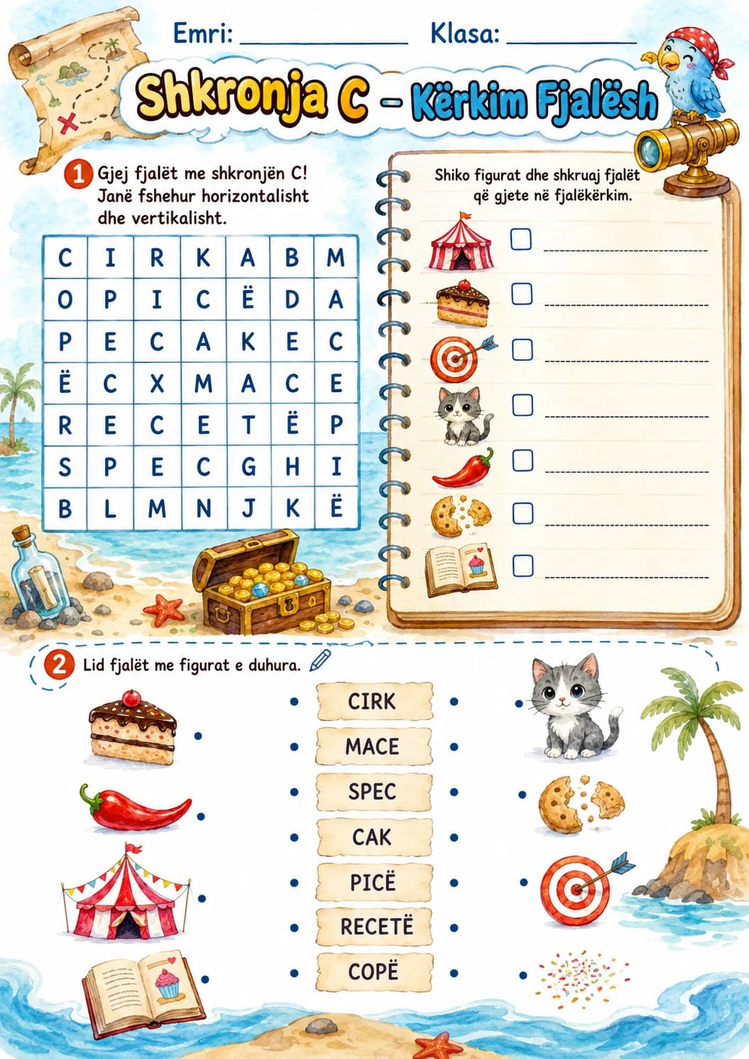 Albanian Letter C Phonics Worksheets Pack page 8 printable worksheet preview