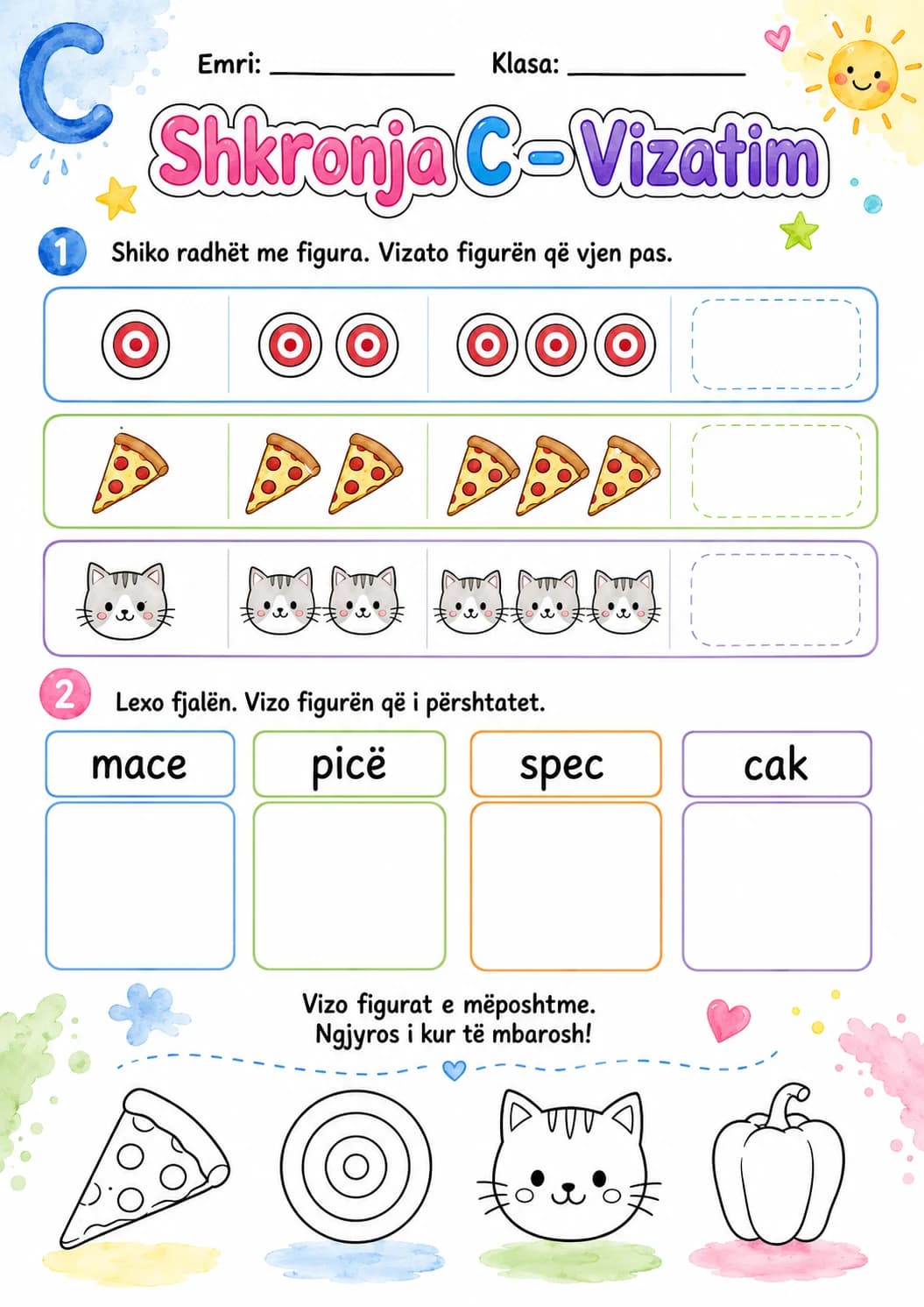 Albanian Letter C Phonics Worksheets Pack page 9 printable worksheet preview