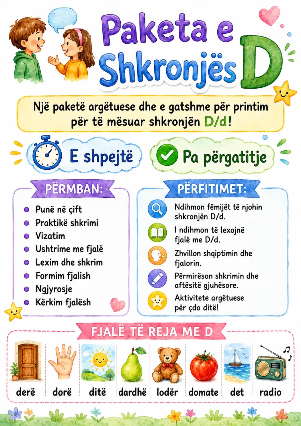 Albanian Letter D Phonics Worksheets Pack printable worksheet pack preview from KiwiBee