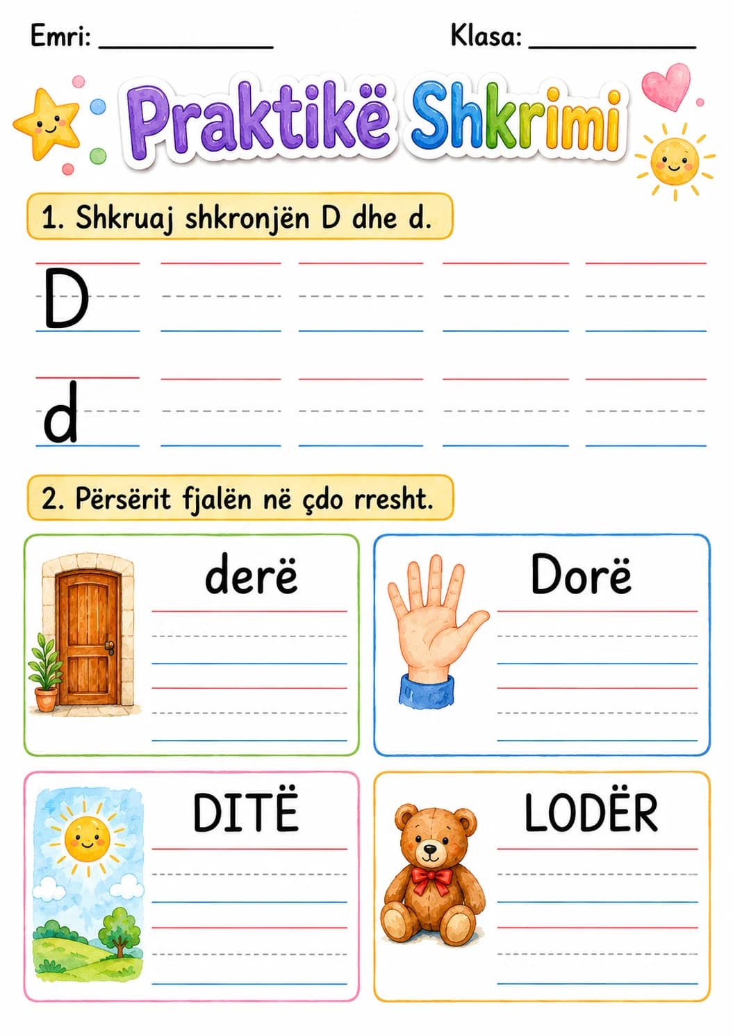 Albanian Letter D Phonics Worksheets Pack page 5 printable worksheet preview