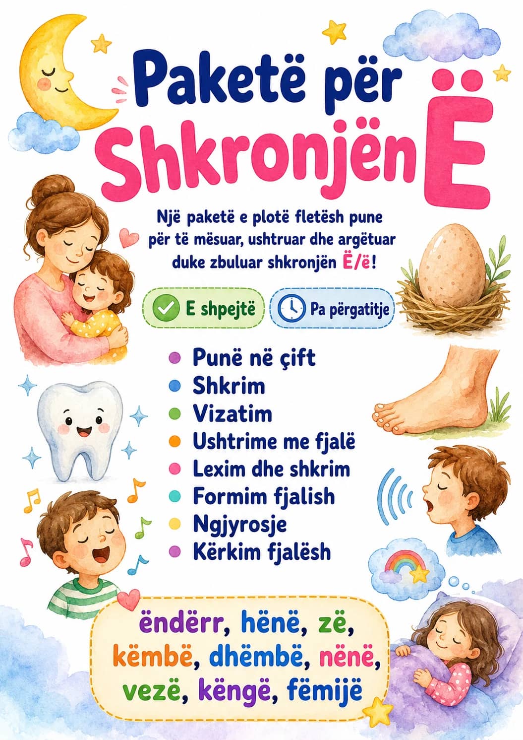 Albanian Letter E Diaeresis Phonics Worksheets Pack printable worksheet pack preview from KiwiBee