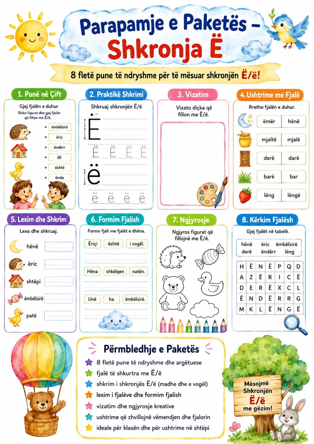 Albanian Letter E Diaeresis Phonics Worksheets Pack page 2 printable worksheet preview