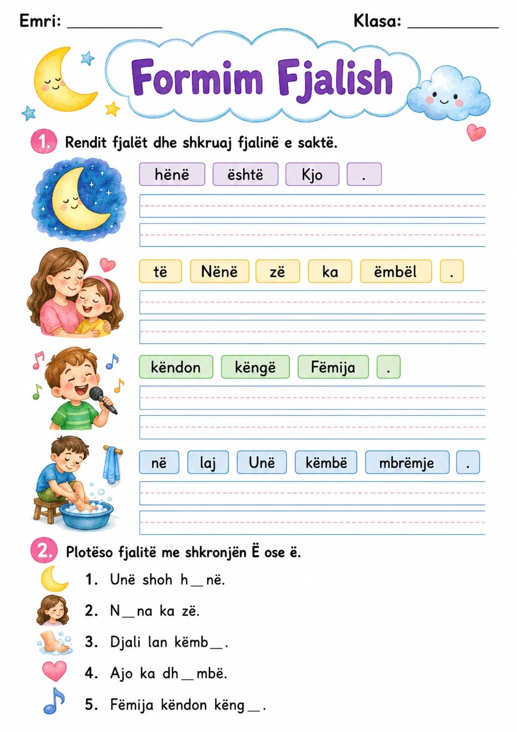 Albanian Letter E Diaeresis Phonics Worksheets Pack page 7 printable worksheet preview