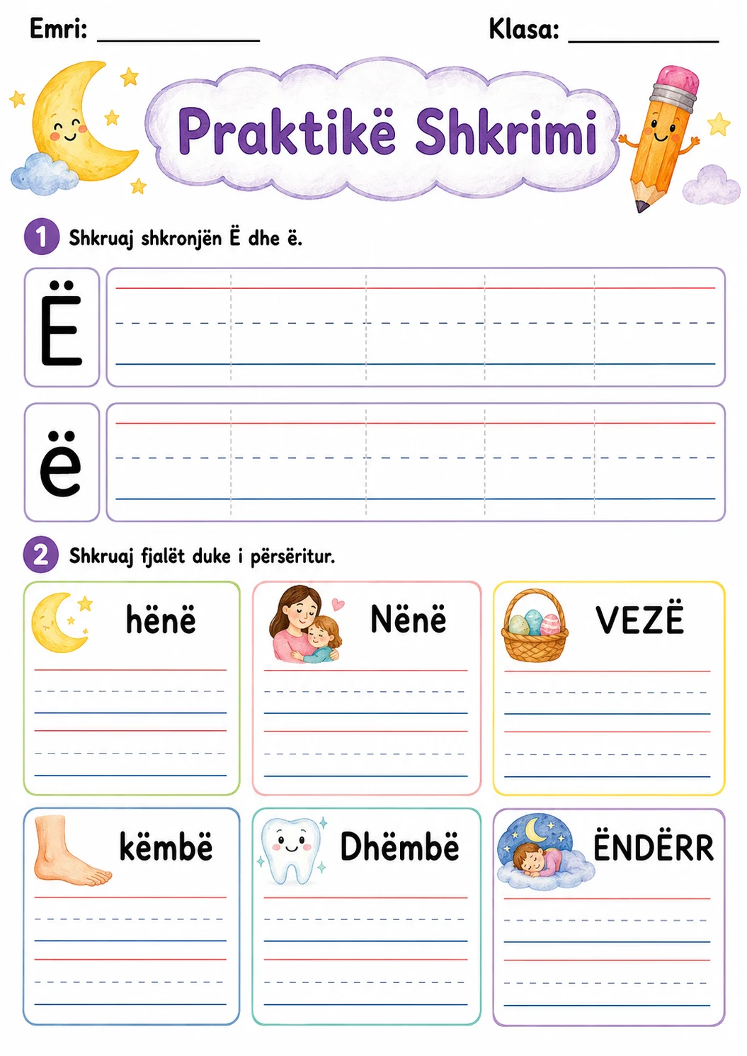 Albanian Letter E Diaeresis Phonics Worksheets Pack page 10 printable worksheet preview