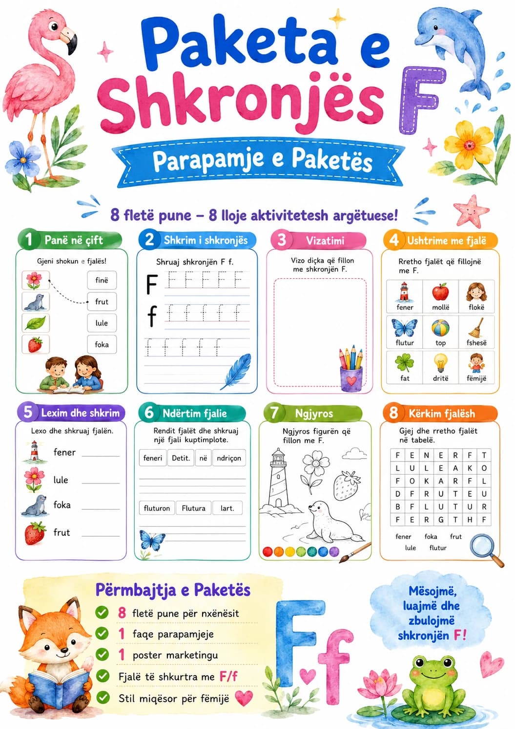 Albanian Letter F Phonics Worksheets Pack page 2 printable worksheet preview