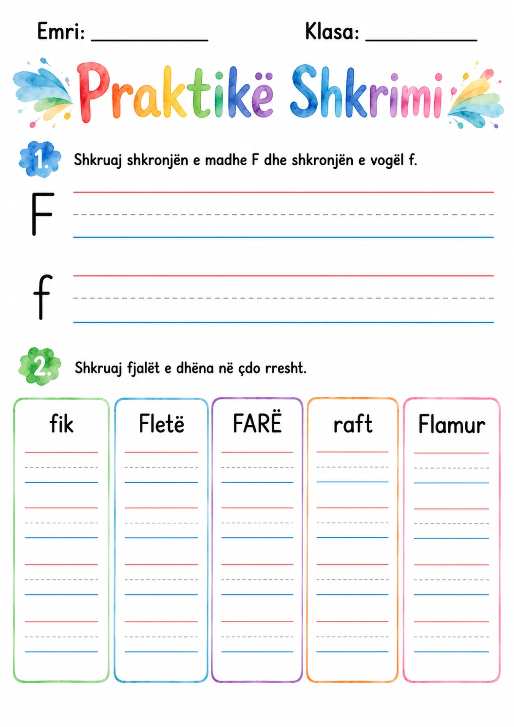 Albanian Letter F Phonics Worksheets Pack page 3 printable worksheet preview