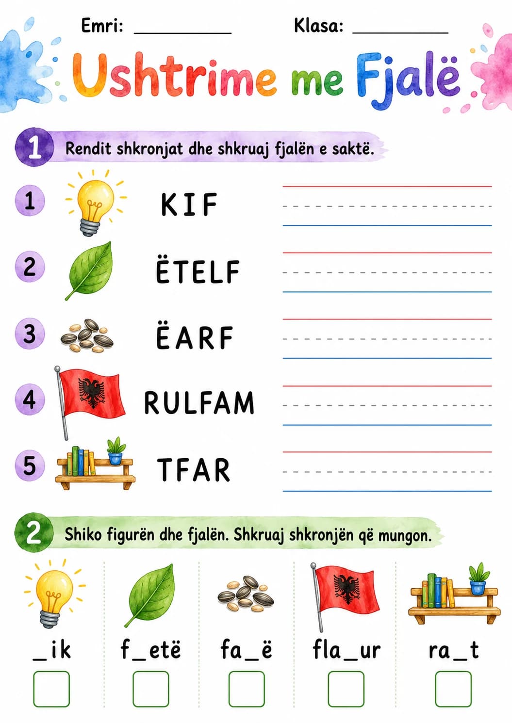 Albanian Letter F Phonics Worksheets Pack page 5 printable worksheet preview