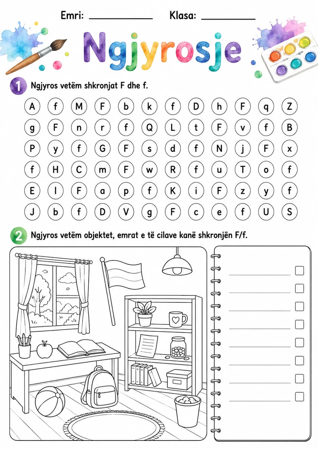 Albanian Letter F Phonics Worksheets Pack page 6 printable worksheet preview
