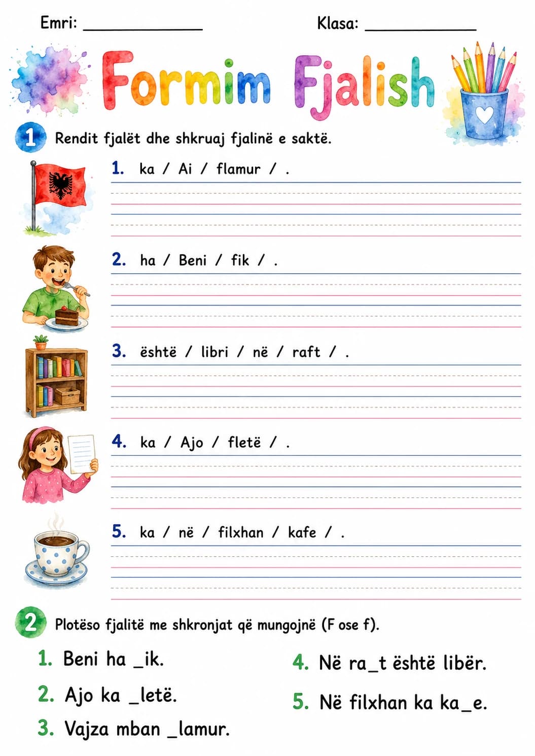 Albanian Letter F Phonics Worksheets Pack page 7 printable worksheet preview