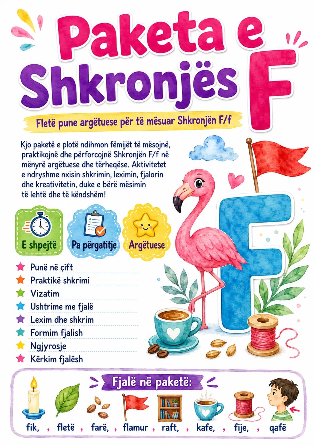 Albanian Letter F Phonics Worksheets Pack page 8 printable worksheet preview