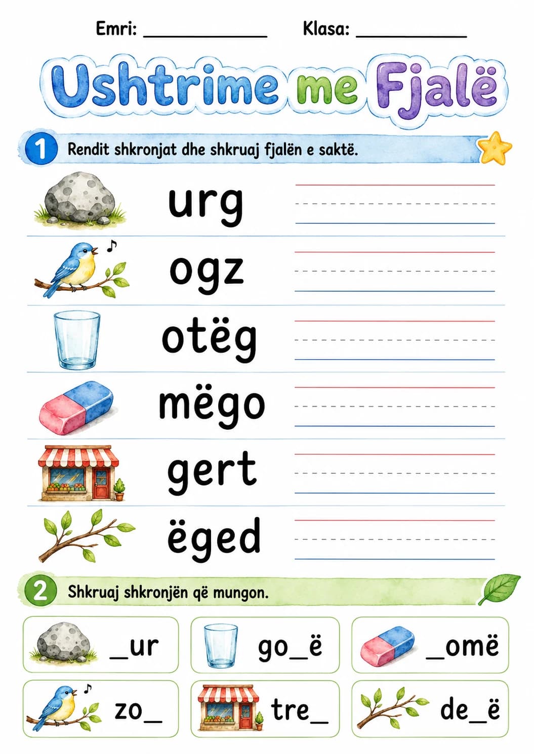 Albanian Letter G Phonics Worksheets Pack page 3 printable worksheet preview