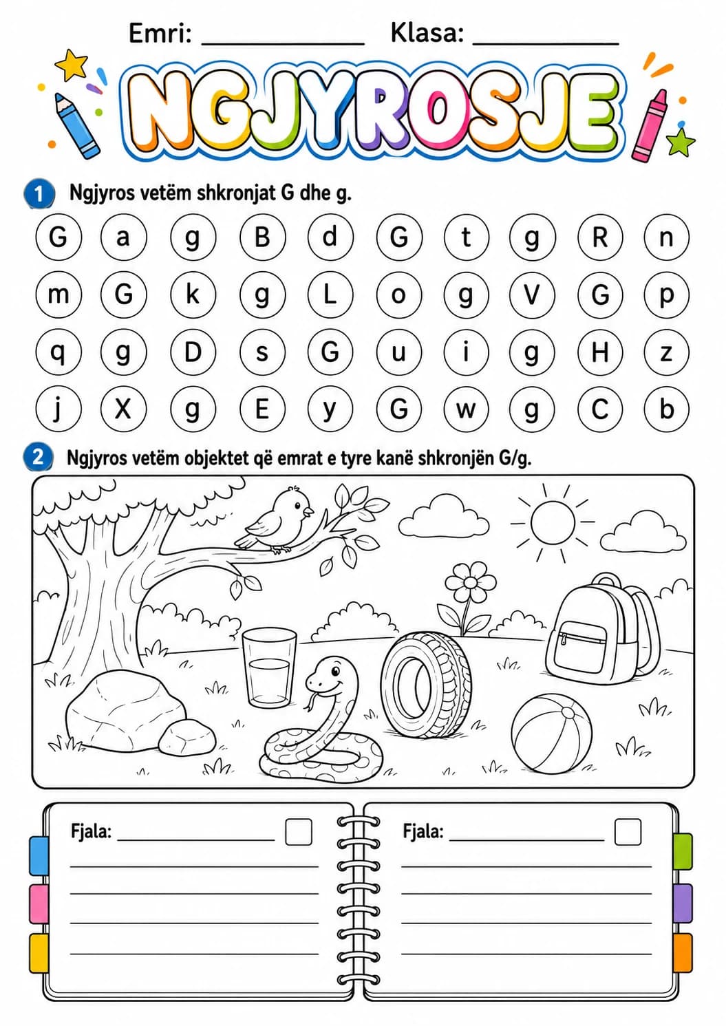Albanian Letter G Phonics Worksheets Pack page 4 printable worksheet preview