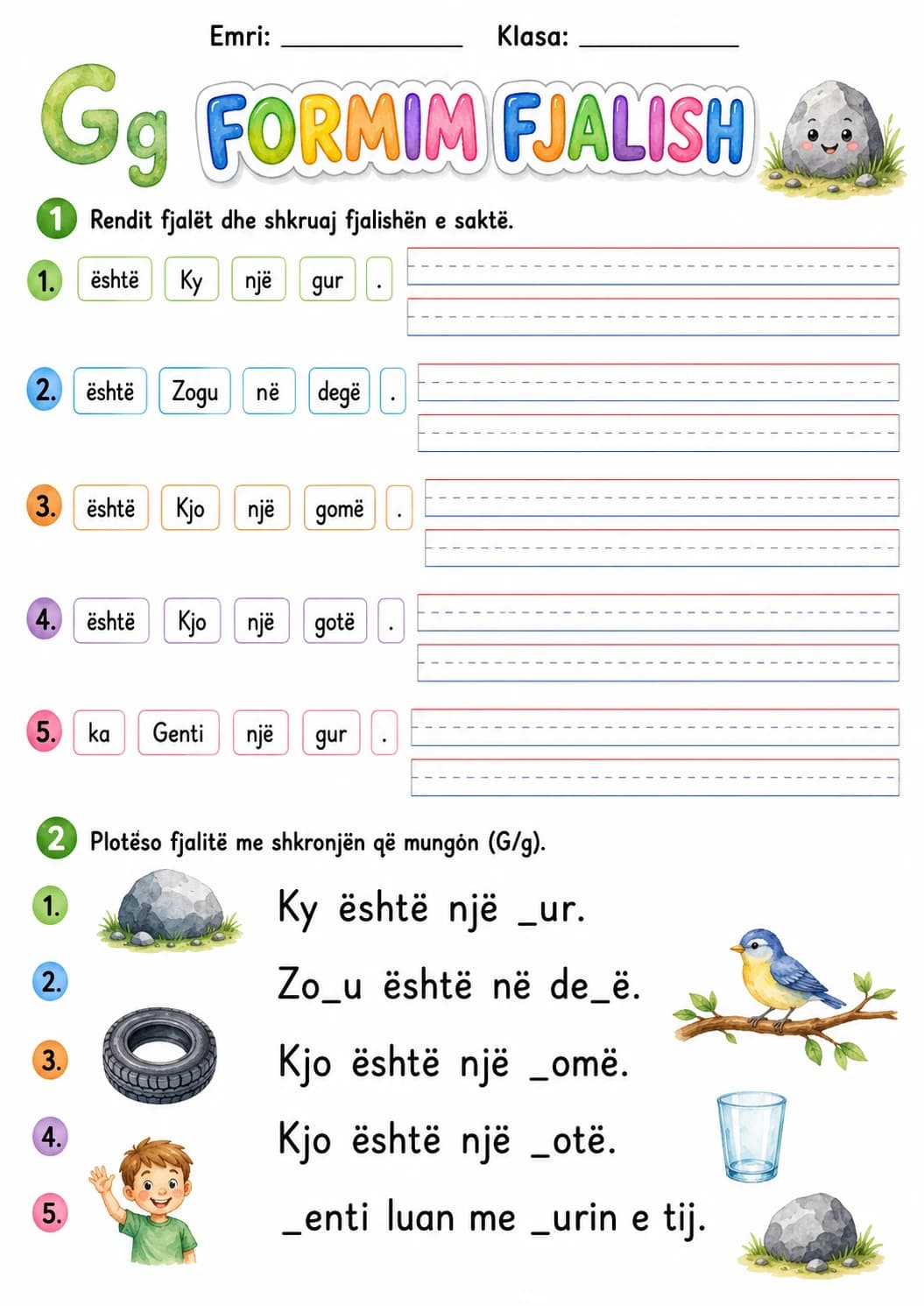 Albanian Letter G Phonics Worksheets Pack page 9 printable worksheet preview