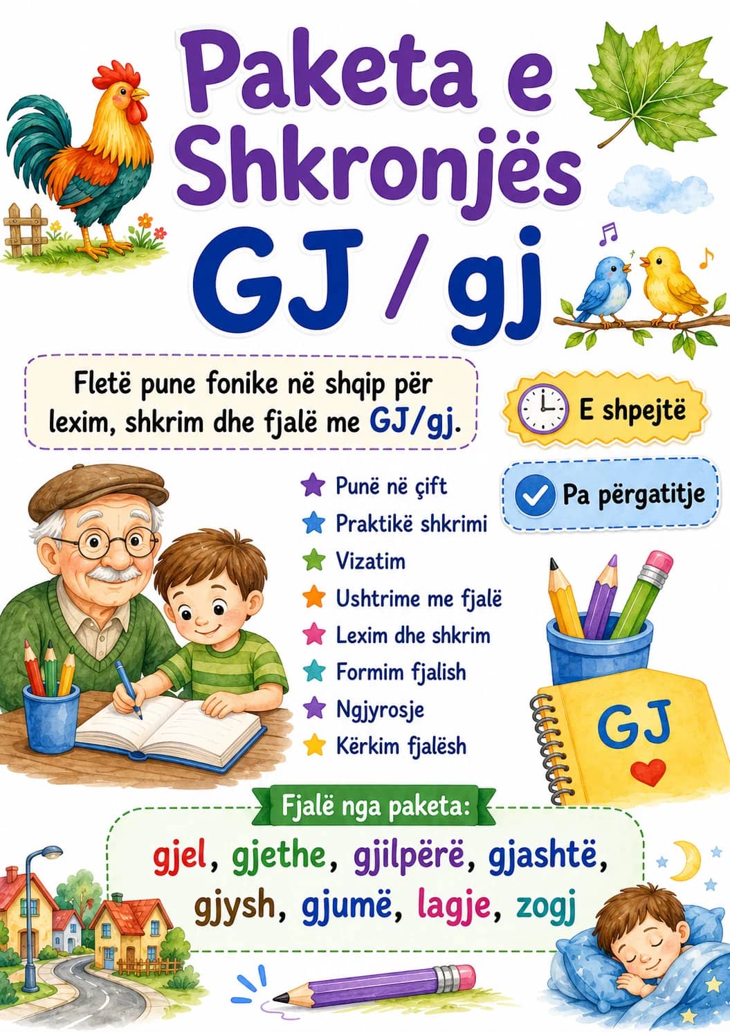 Albanian Letter Gj Phonics Worksheets Pack printable worksheet pack preview from KiwiBee