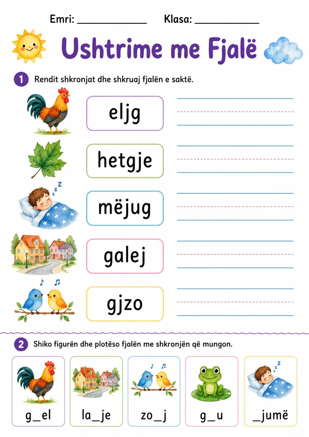 Albanian Letter Gj Phonics Worksheets Pack page 3 printable worksheet preview