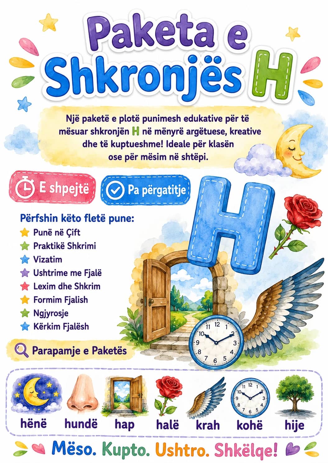 Albanian Letter H Phonics Worksheets Pack printable worksheet pack preview from KiwiBee