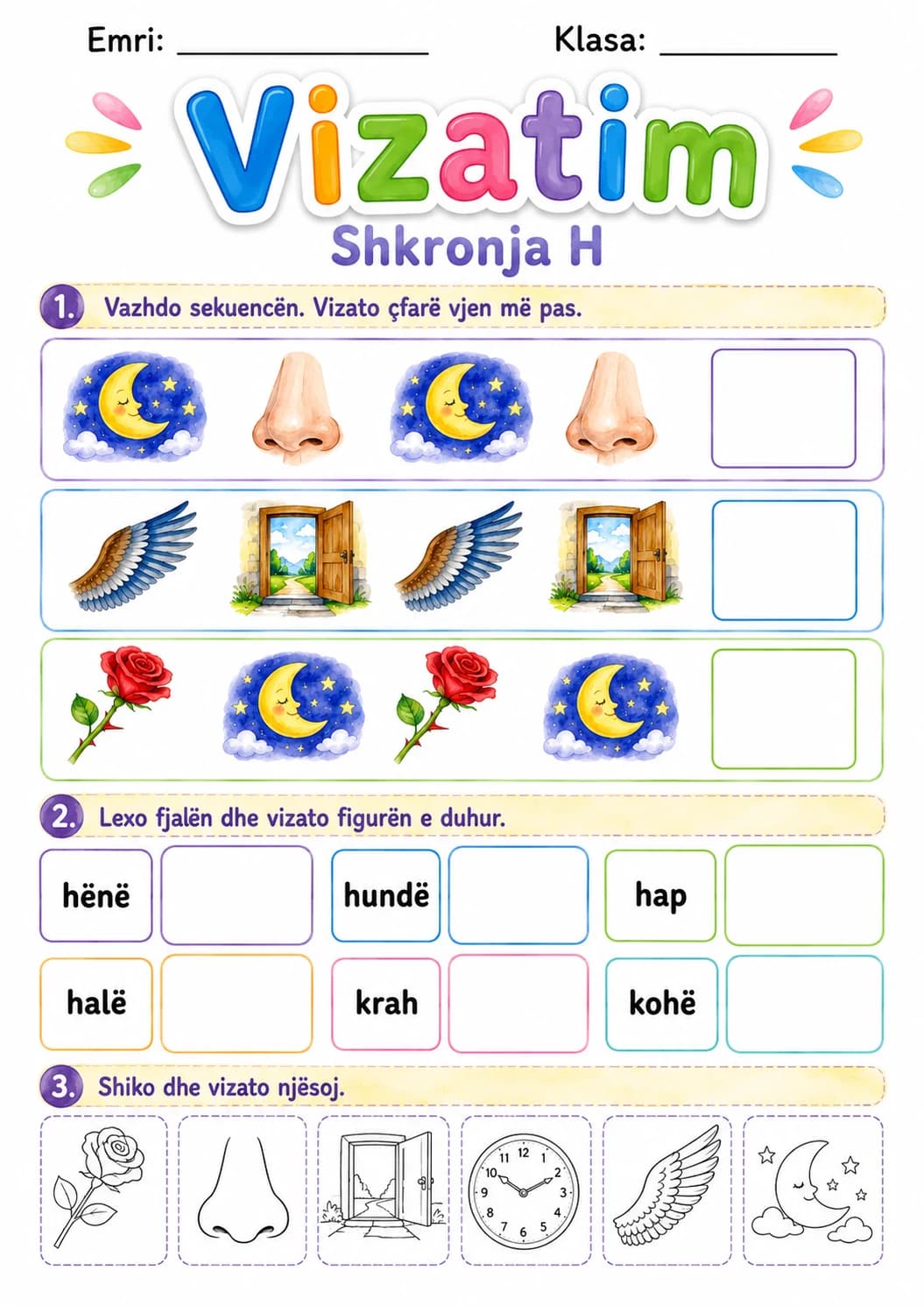 Albanian Letter H Phonics Worksheets Pack page 7 printable worksheet preview