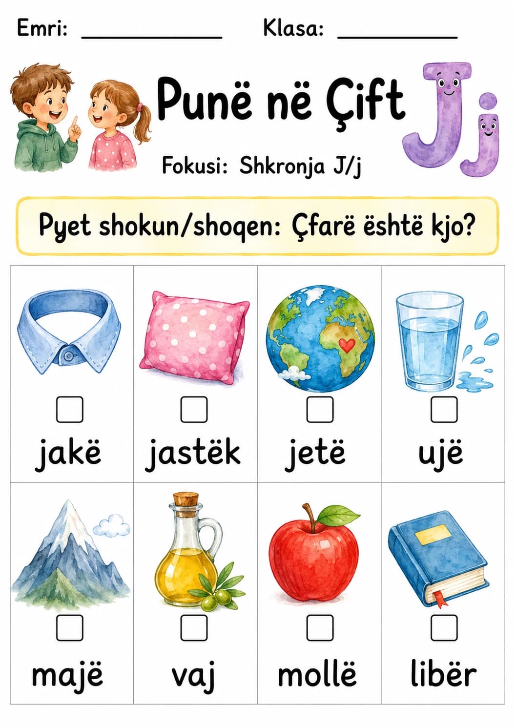 Albanian Letter J Phonics Worksheets Pack page 2 printable worksheet preview