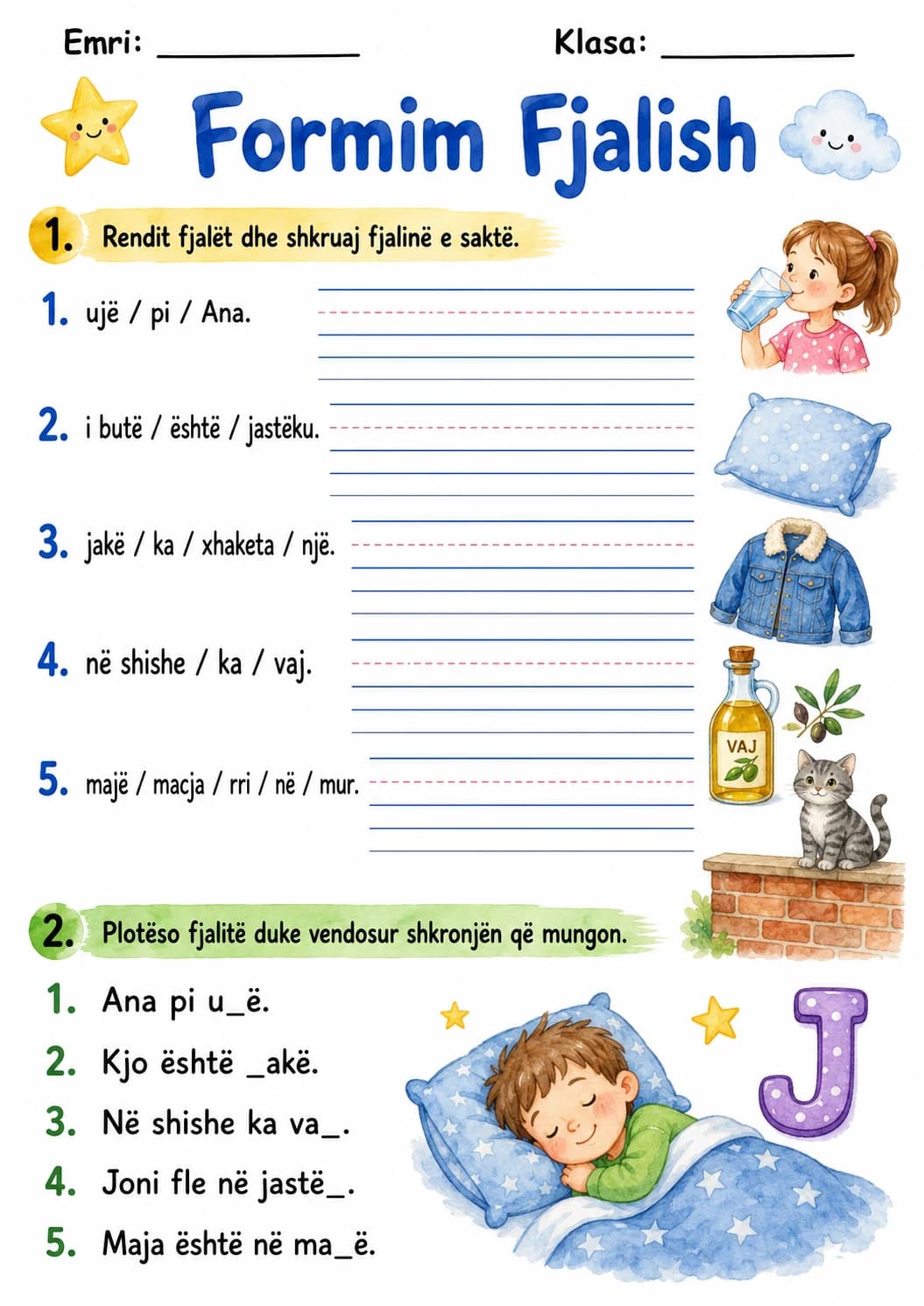 Albanian Letter J Phonics Worksheets Pack page 7 printable worksheet preview