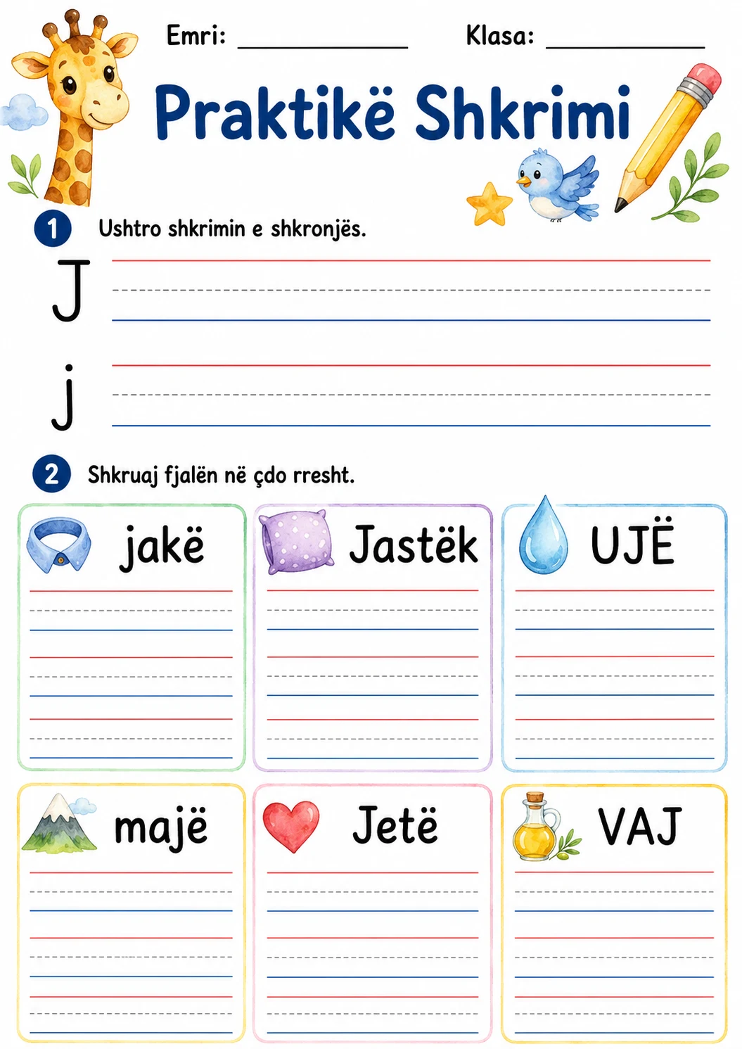 Albanian Letter J Phonics Worksheets Pack page 9 printable worksheet preview