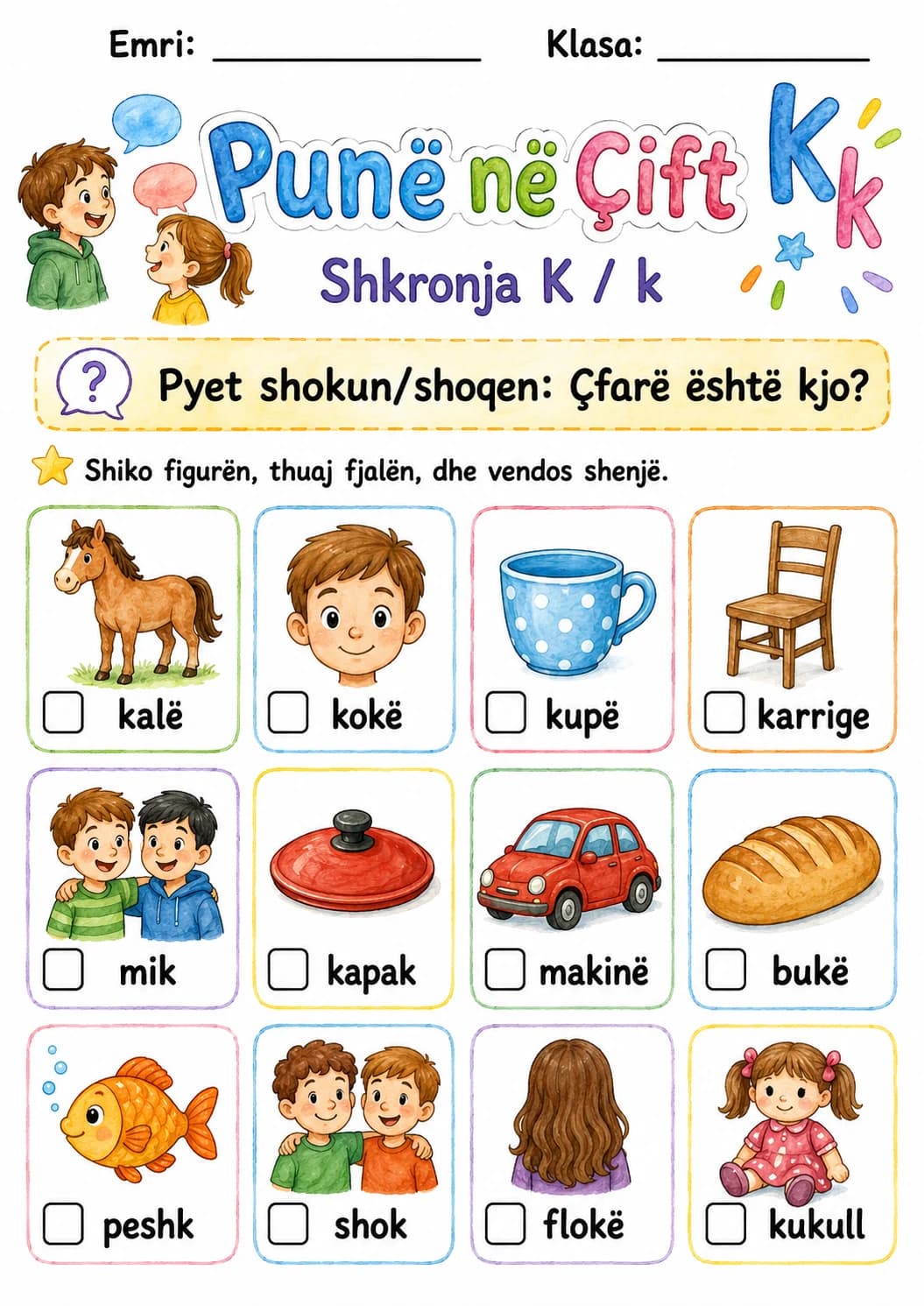 Albanian Letter K Phonics Worksheets Pack page 3 printable worksheet preview