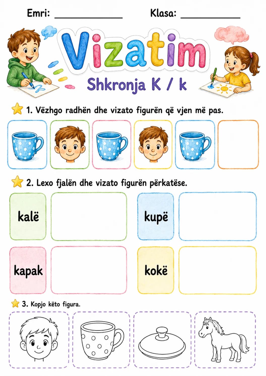 Albanian Letter K Phonics Worksheets Pack page 4 printable worksheet preview