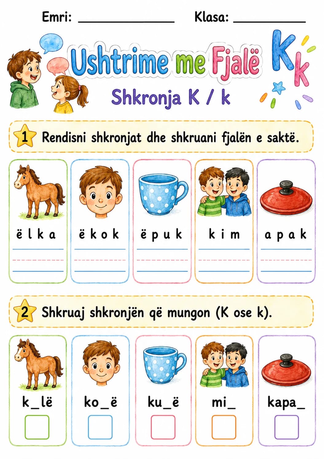 Albanian Letter K Phonics Worksheets Pack page 5 printable worksheet preview