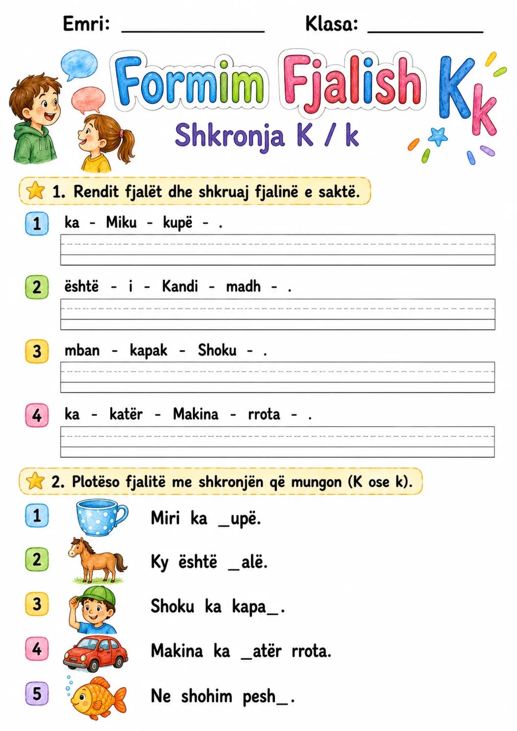 Albanian Letter K Phonics Worksheets Pack page 6 printable worksheet preview
