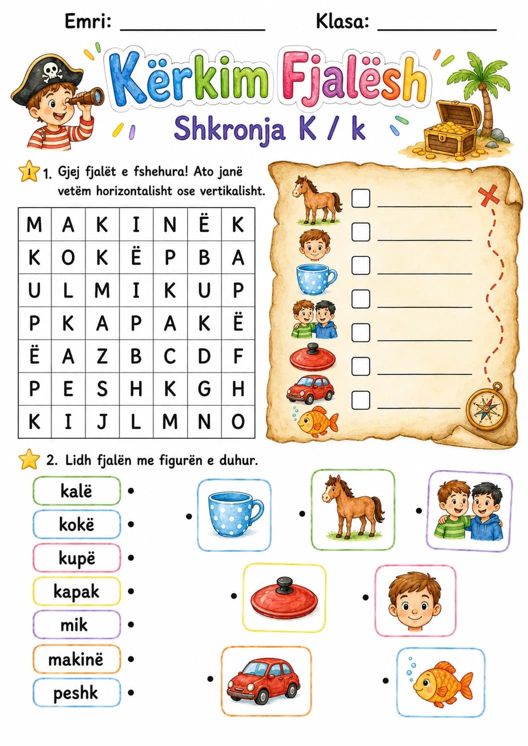 Albanian Letter K Phonics Worksheets Pack page 7 printable worksheet preview