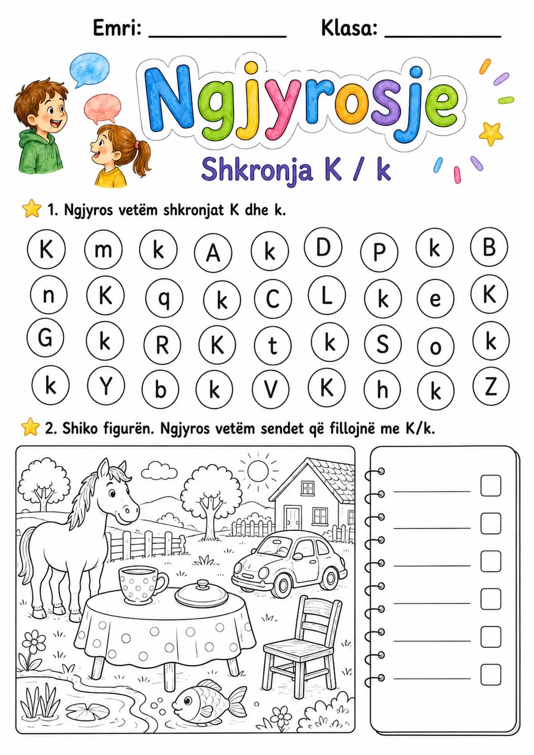 Albanian Letter K Phonics Worksheets Pack page 8 printable worksheet preview
