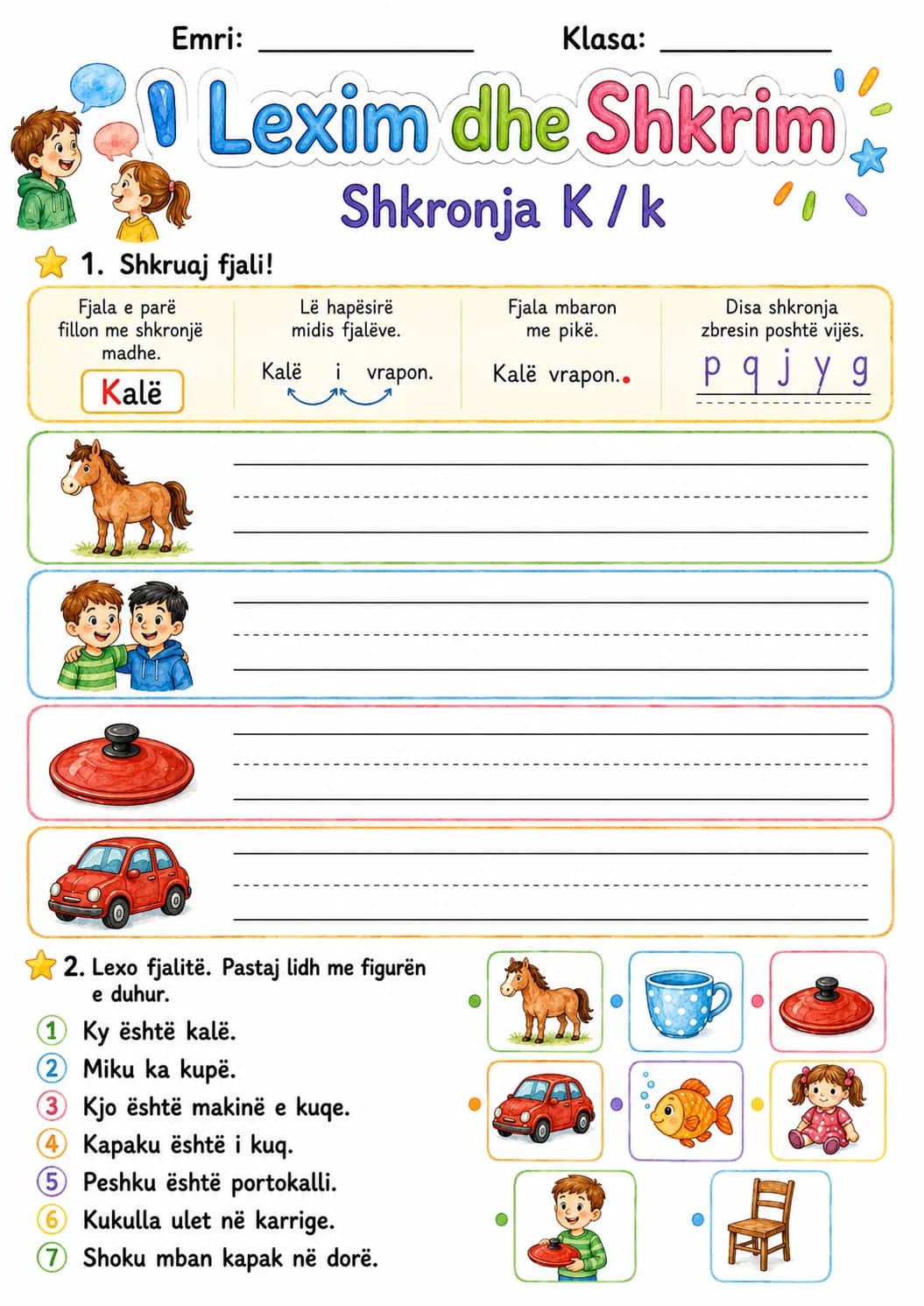 Albanian Letter K Phonics Worksheets Pack page 9 printable worksheet preview