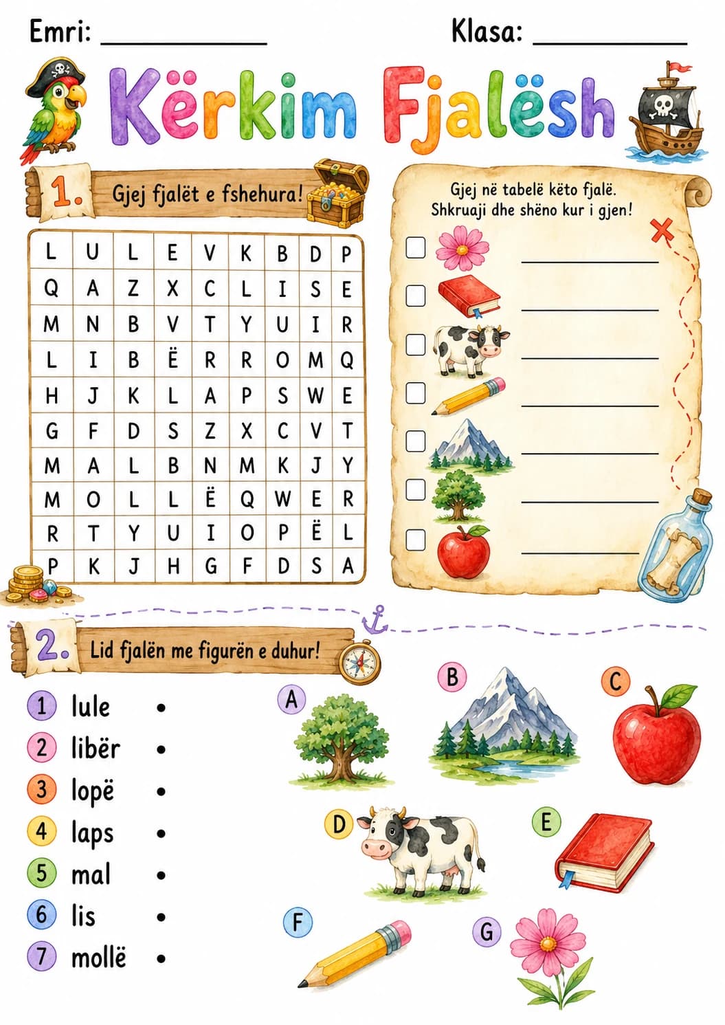 Albanian Letter L Phonics Worksheets Pack page 2 printable worksheet preview