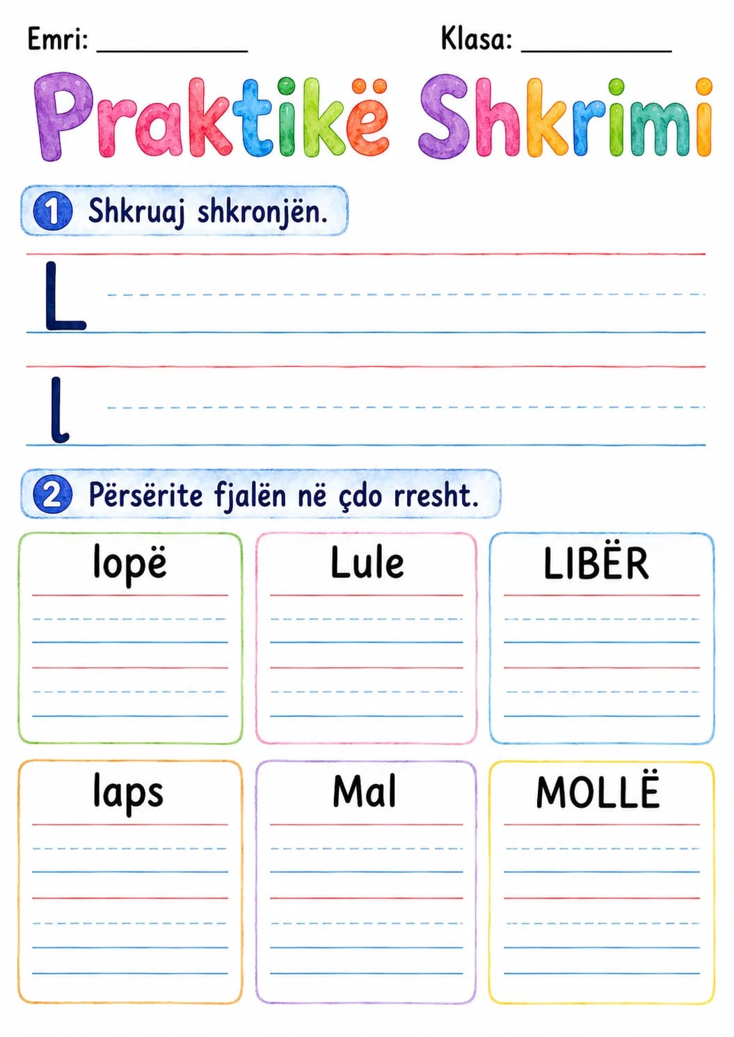 Albanian Letter L Phonics Worksheets Pack page 6 printable worksheet preview