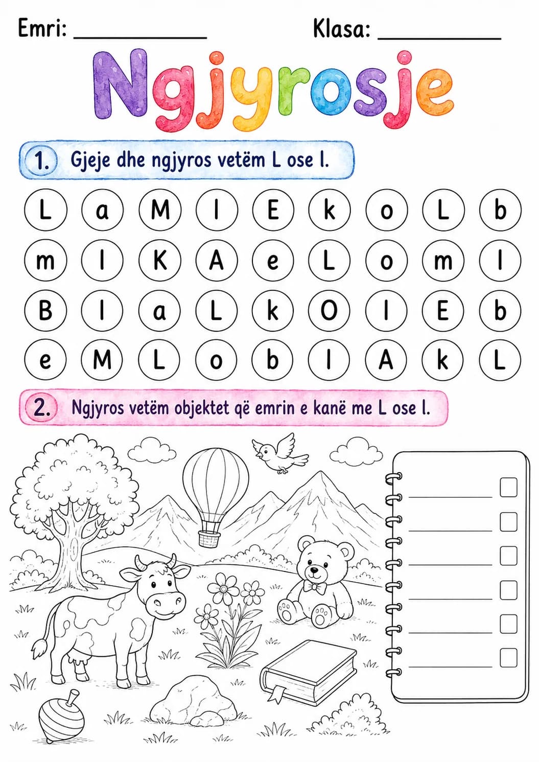 Albanian Letter L Phonics Worksheets Pack page 8 printable worksheet preview