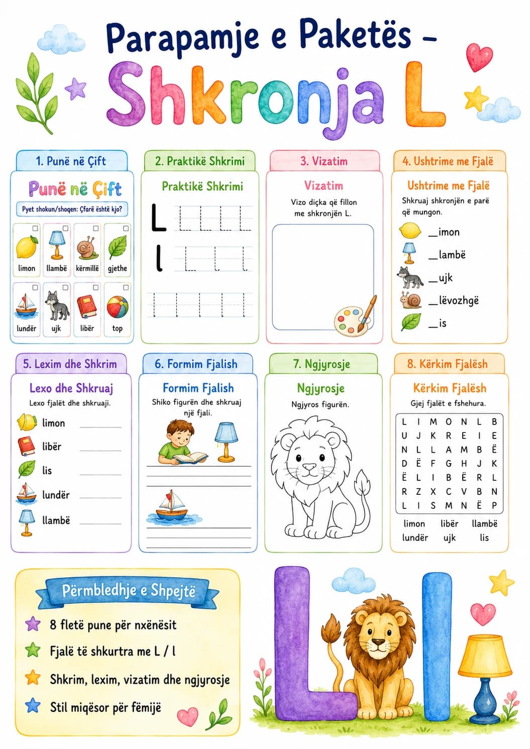 Albanian Letter L Phonics Worksheets Pack page 9 printable worksheet preview