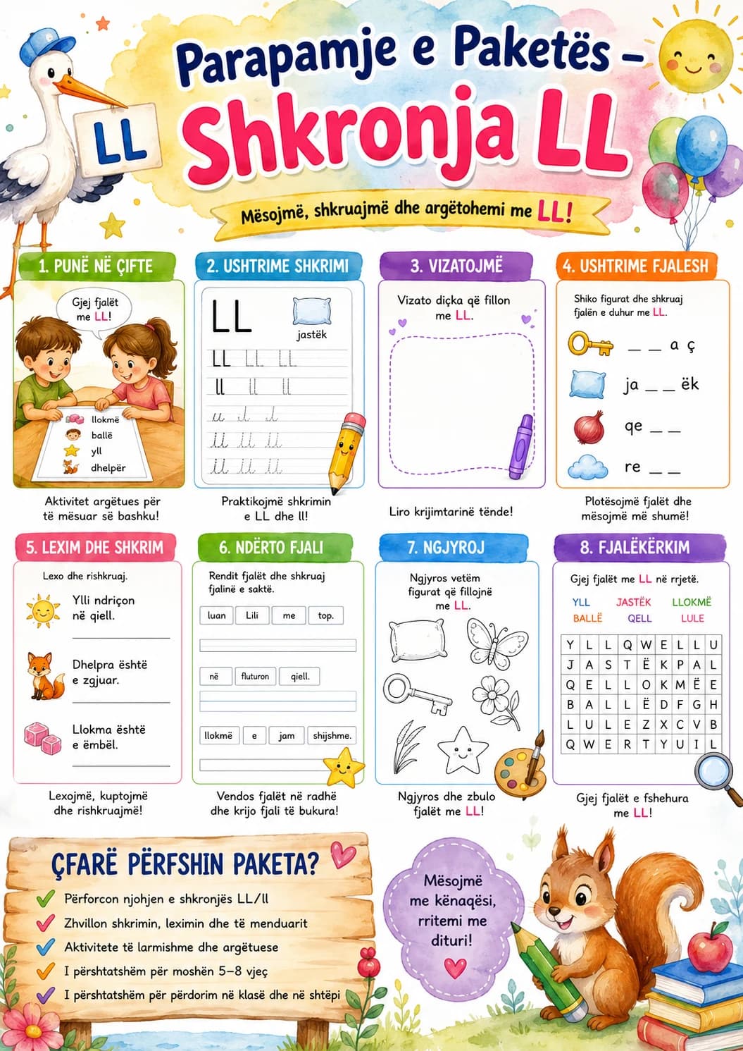 Albanian Letter Ll Phonics Worksheets Pack page 2 printable worksheet preview