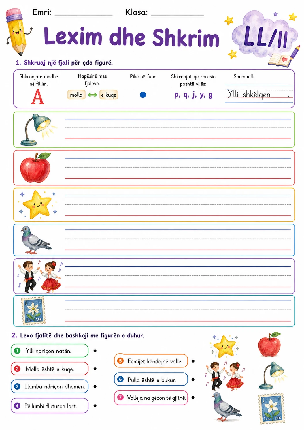Albanian Letter Ll Phonics Worksheets Pack page 9 printable worksheet preview