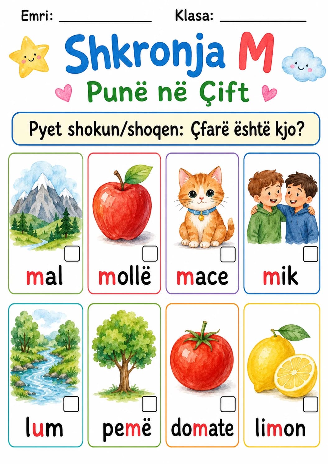 Albanian Letter M Phonics Worksheets Pack page 3 printable worksheet preview