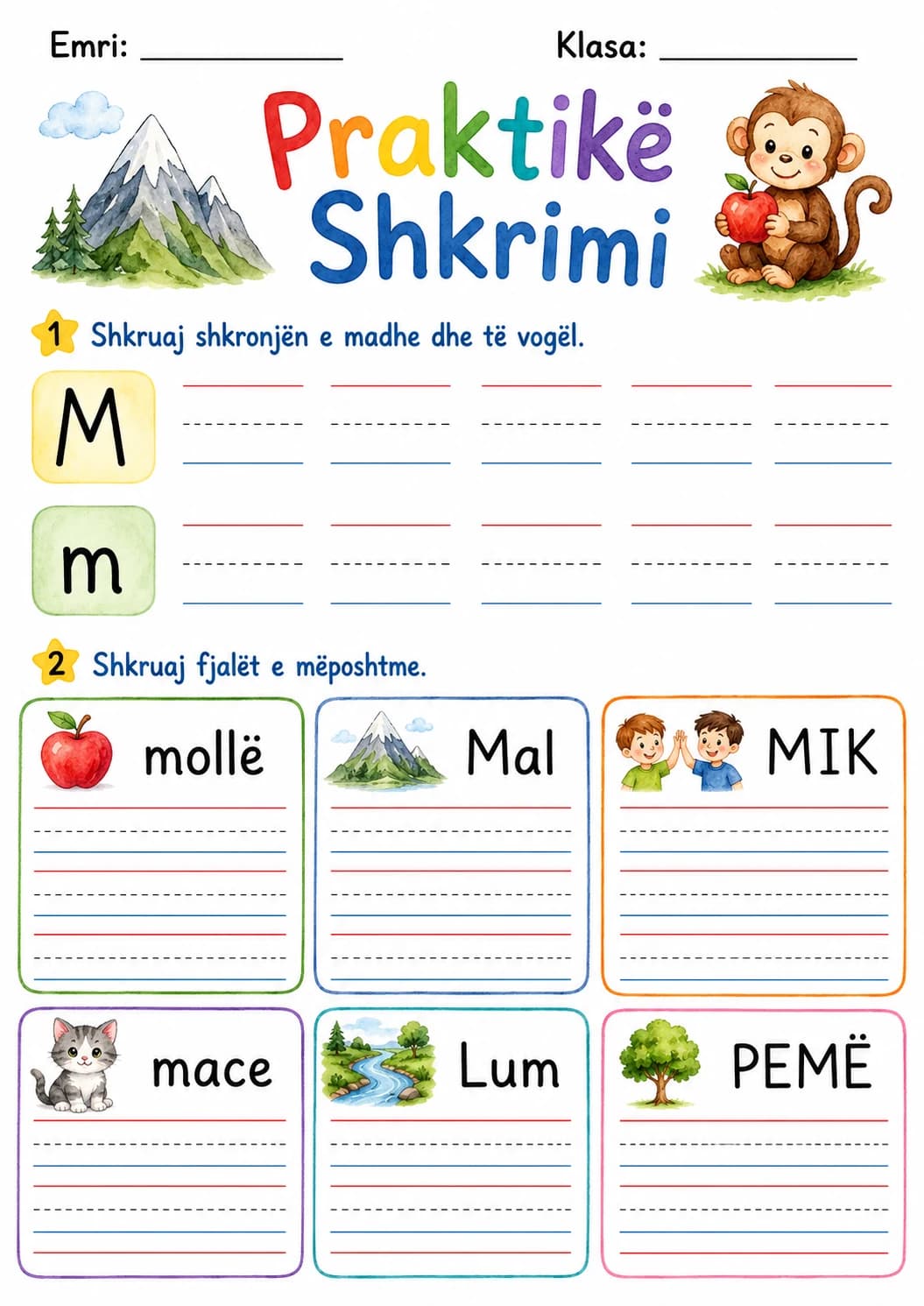 Albanian Letter M Phonics Worksheets Pack page 6 printable worksheet preview