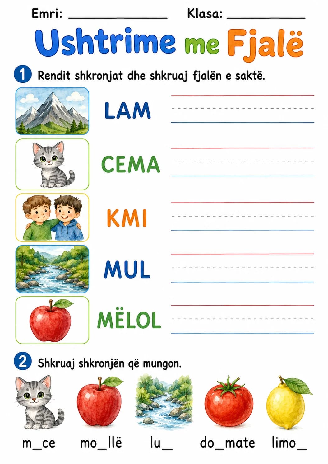 Albanian Letter M Phonics Worksheets Pack page 8 printable worksheet preview