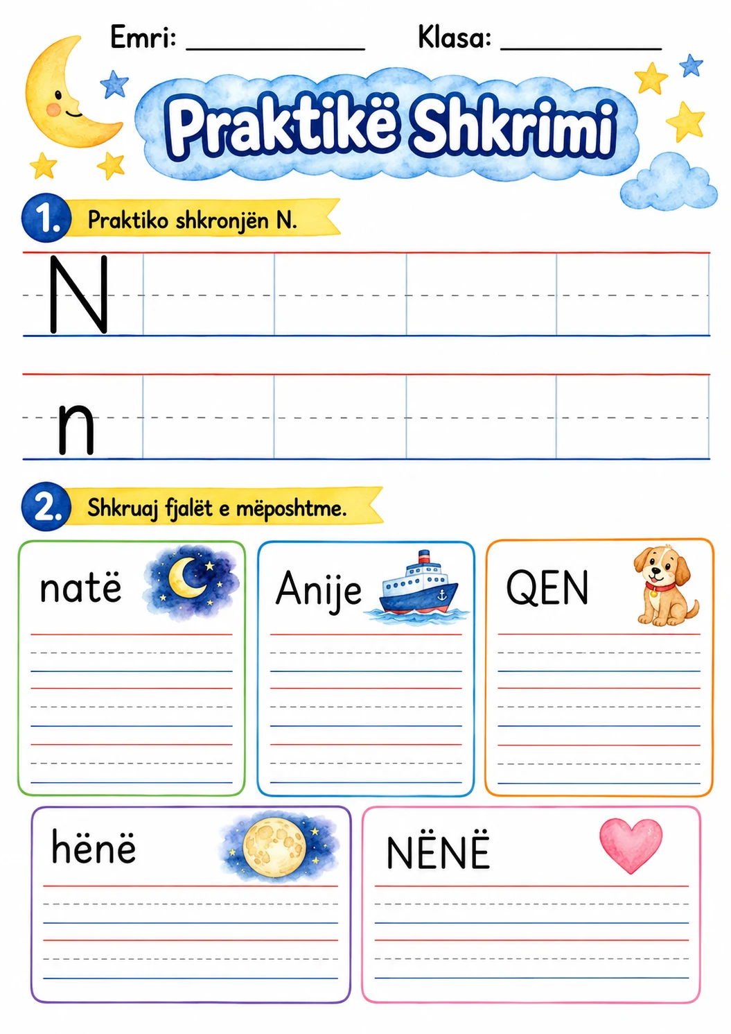 Albanian Letter N Phonics Worksheets Pack page 3 printable worksheet preview