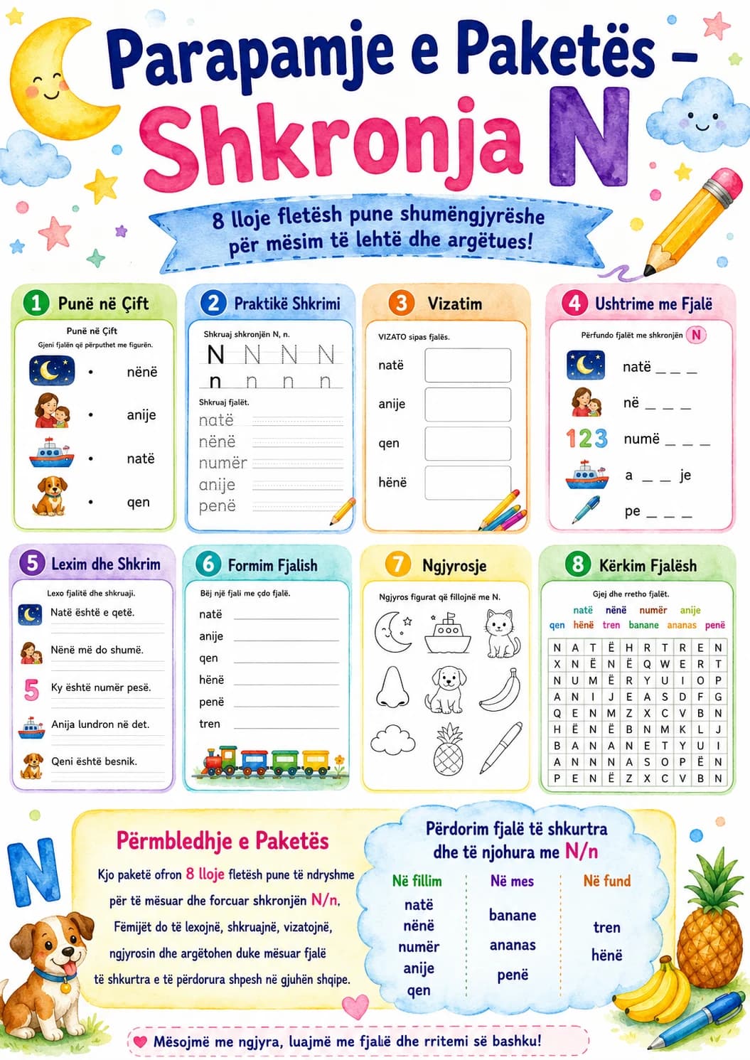 Albanian Letter N Phonics Worksheets Pack page 10 printable worksheet preview