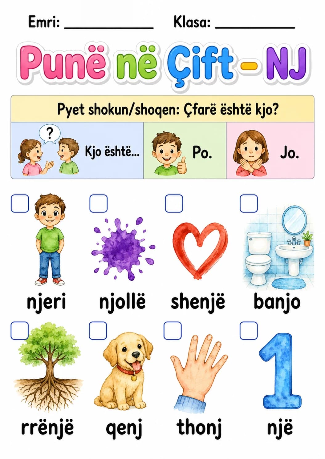 Albanian Letter Nj Phonics Worksheets Pack page 3 printable worksheet preview