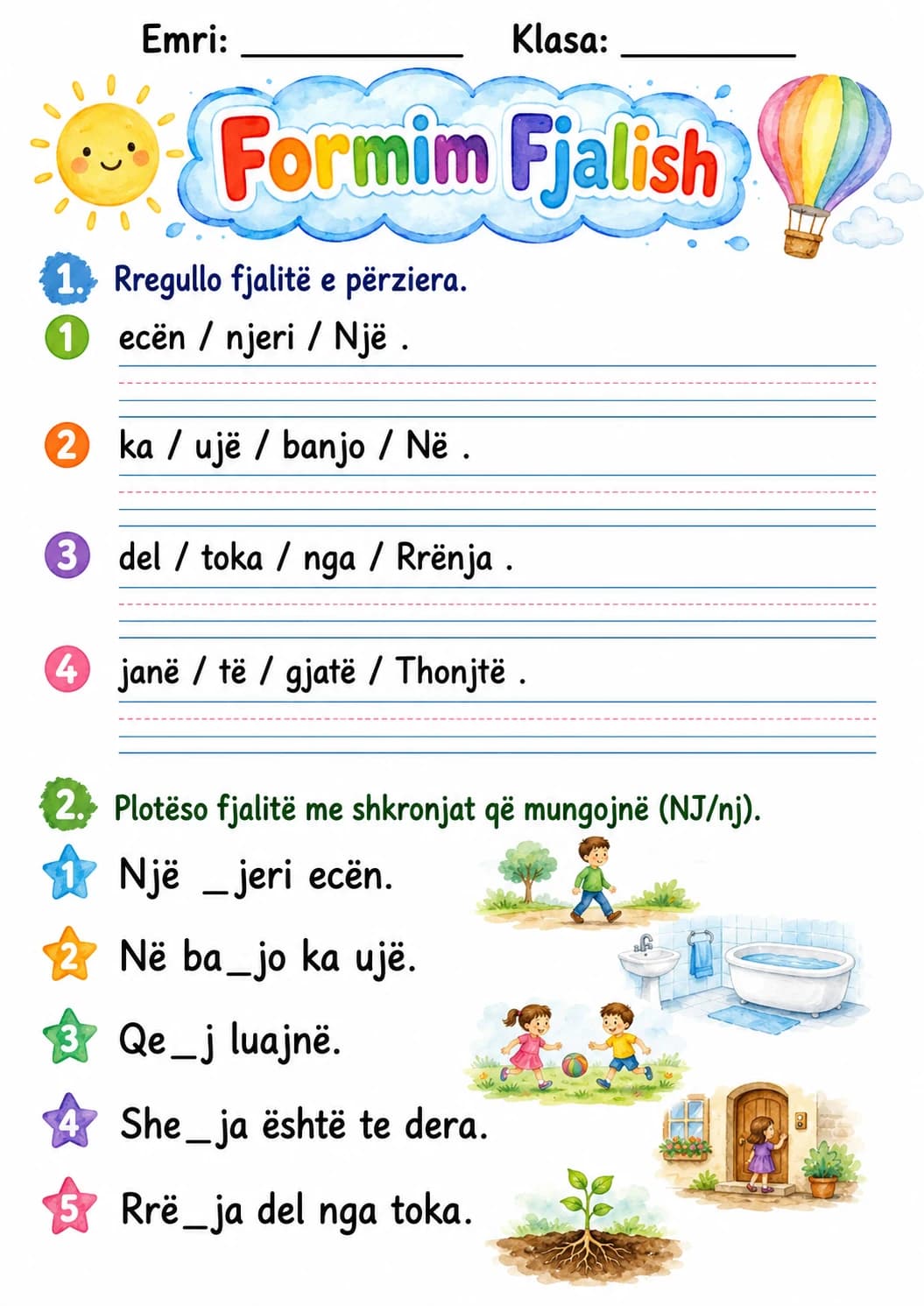 Albanian Letter Nj Phonics Worksheets Pack page 4 printable worksheet preview